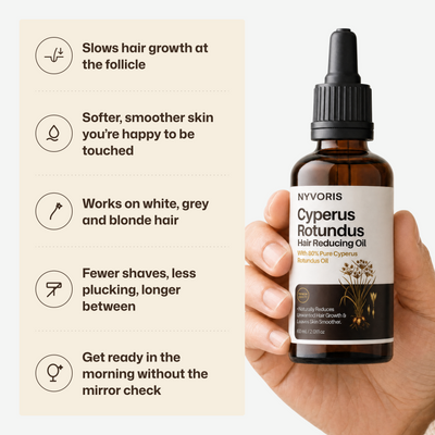 Cyperus rotundus oil for reducing unwanted hair